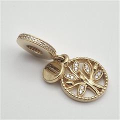 Pandora S925 ALE 14K Gold Plated Sparkling Family Tree Dangle Charm 768661C01